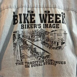 1998 Bike Week Denim Vest L Made in USA Bikers Image